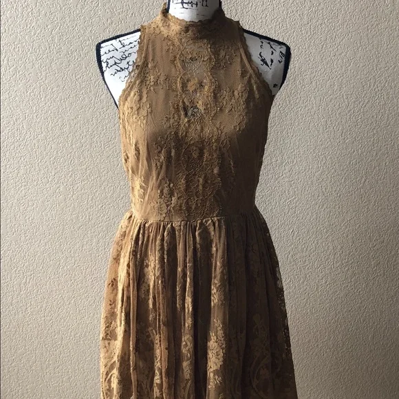 Free People gold lace dress. - Picture 1 of 6